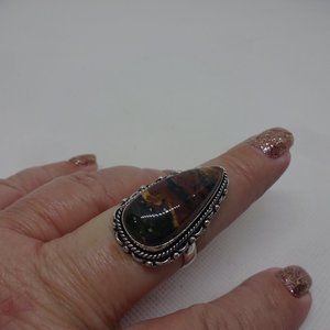 Natural "BLOODSTONE AGATE" Handmade Sterling Ring Size 10 #134A